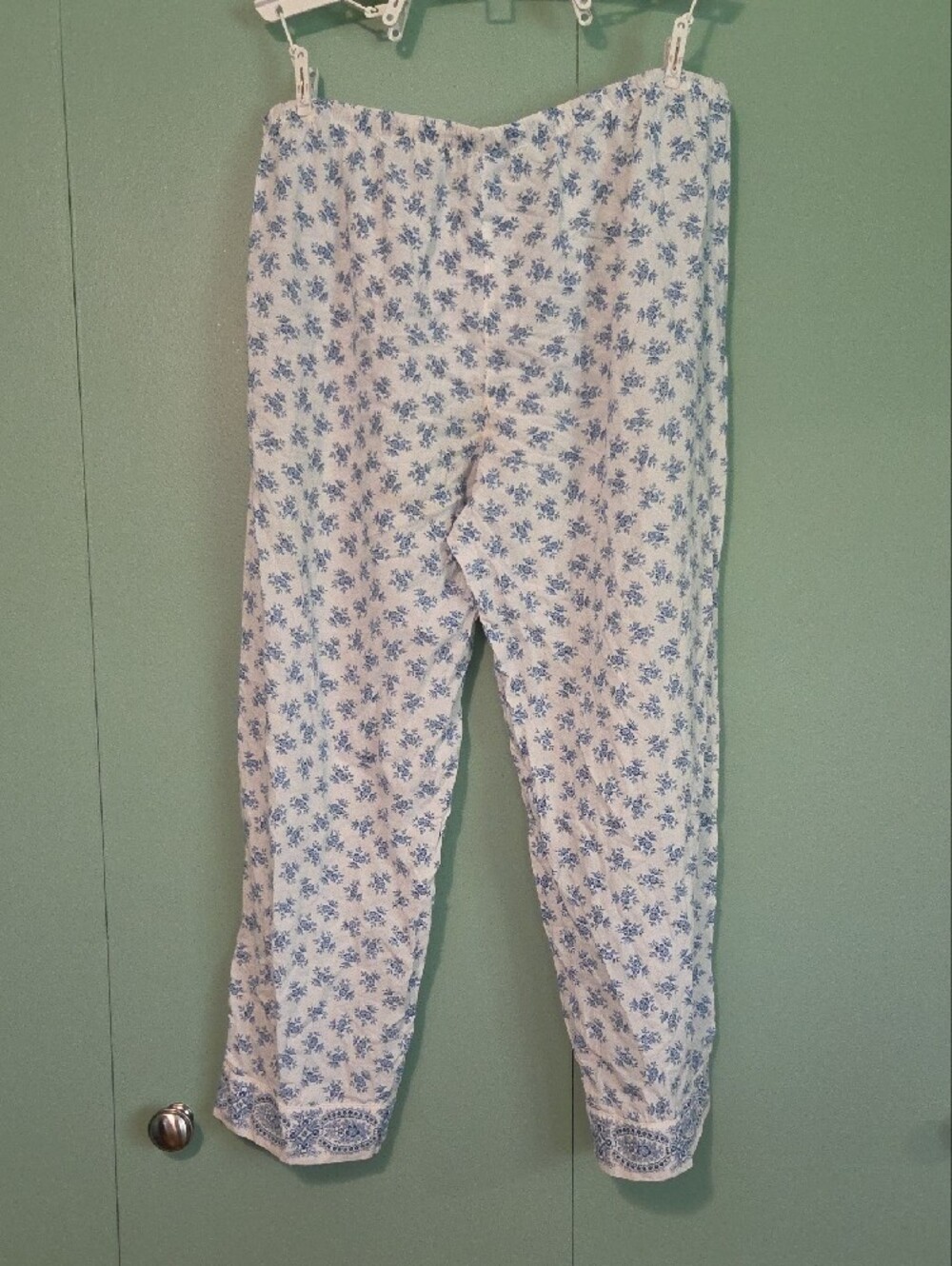 Lauren Ralph Lauren Black Label White And Blue Floral Pajama Set Size Large - Picture 7 of 8